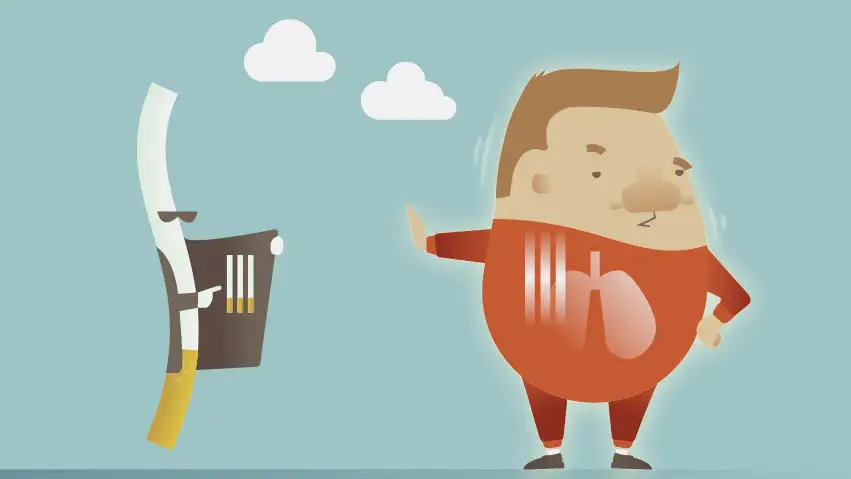 Grafisk tegning af en mand, der siger nej til en smøg