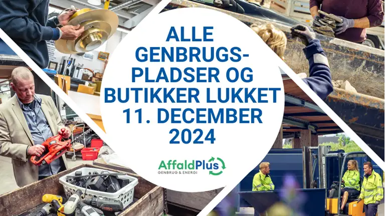 Grafisk illustration med information om at genbrugspladserne holder lukket