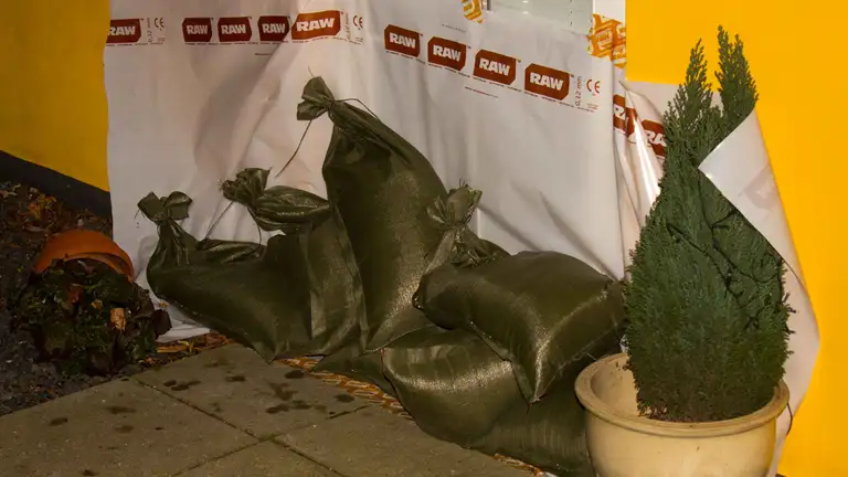 Sandsække foran dør