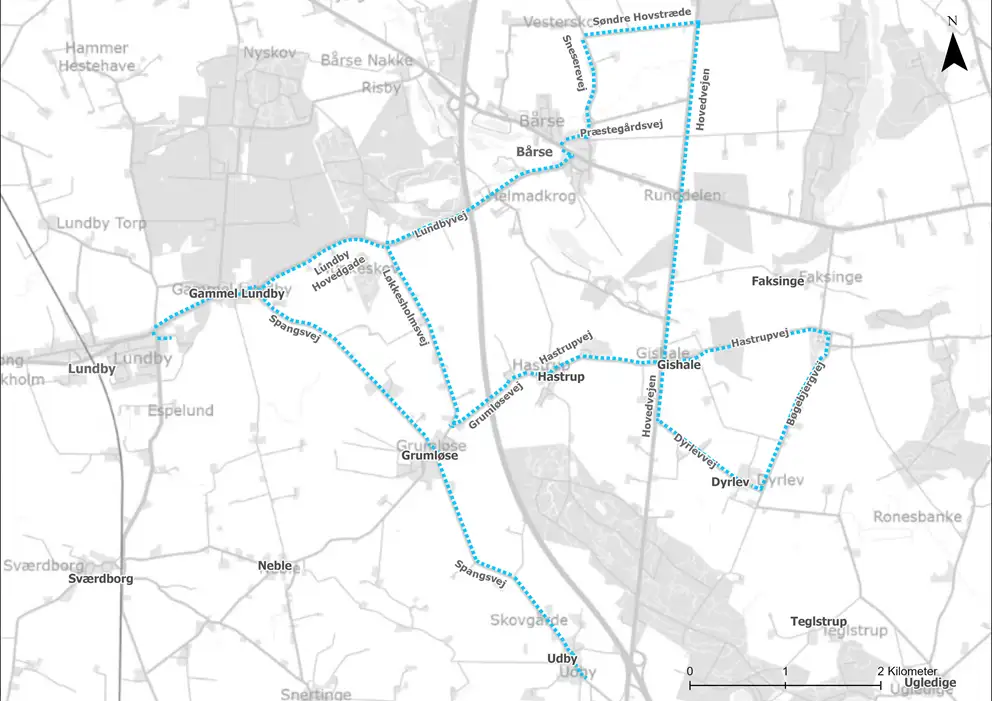 Kort for skolebusrute 3