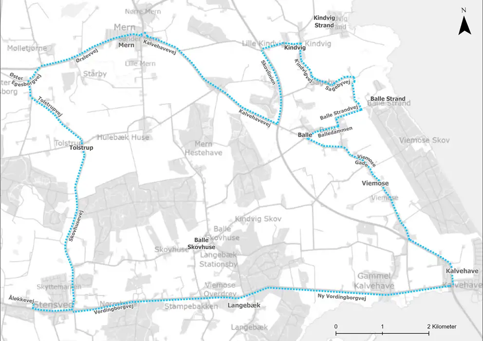 Kort for skolebusrute 8