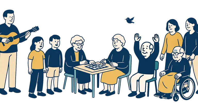 Grafik af børn og voksne, unge og ældre