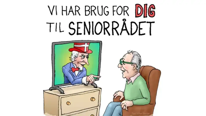 Grafik af senior i stol