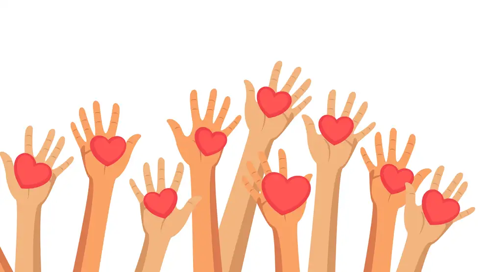 Grafik af hænder med hjerter