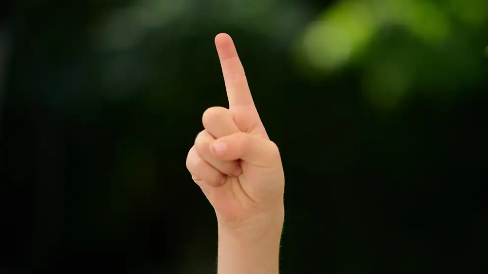 Barnehånd rakt i vejret