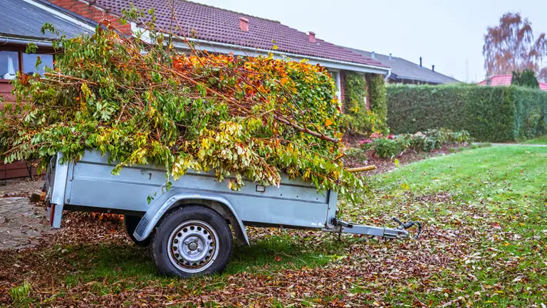 Trailer fyldt med haveaffald